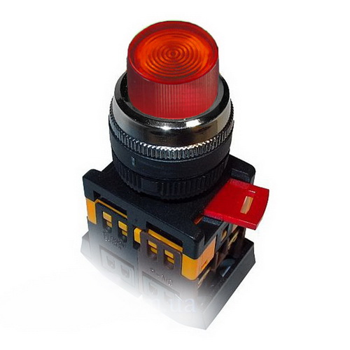Кнопка ABLFP-22 d22мм красный неон/240В 1з+1р