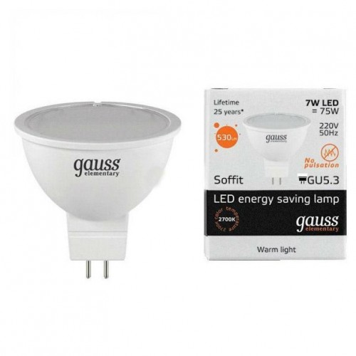 Лампа светодиодная LED JCDR GU 5.3  7W 3000К Gauss Elem.