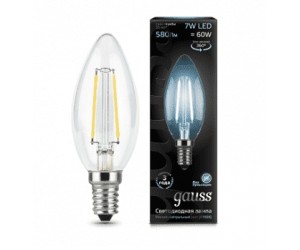 Лампа светодиодная свеча 7W E14 4100K Gauss Filament