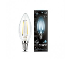 Лампа светодиодная свеча 5W E14 4100K Gauss Filament
