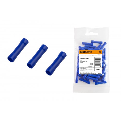 Гильза соединительная ГСИ 2,5 синяя (50 шт) TDM Гильза соединительная ГСИ 2,5 синяя (50 шт) TDM