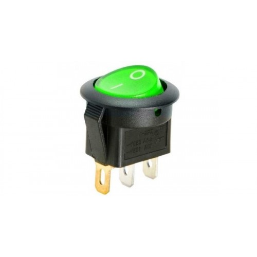 Переключатель круглый MIRS-101-3-G зеленый с подсвет. 2 полож 1з 6А 250В TDM