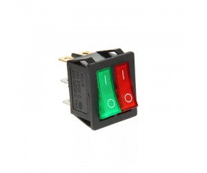 Выключатель микро 220V 15A (6c) ON-OFF красныйзеленый с подсв.(RWB-511) 36-2450