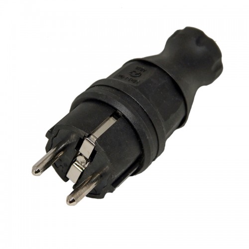 Вилка прямая каучук с ушком 2Р+Е 16А 250В IP44 TANGO Вилка прямая каучук с ушком 2Р+Е 16А 250В IP44 TANGO